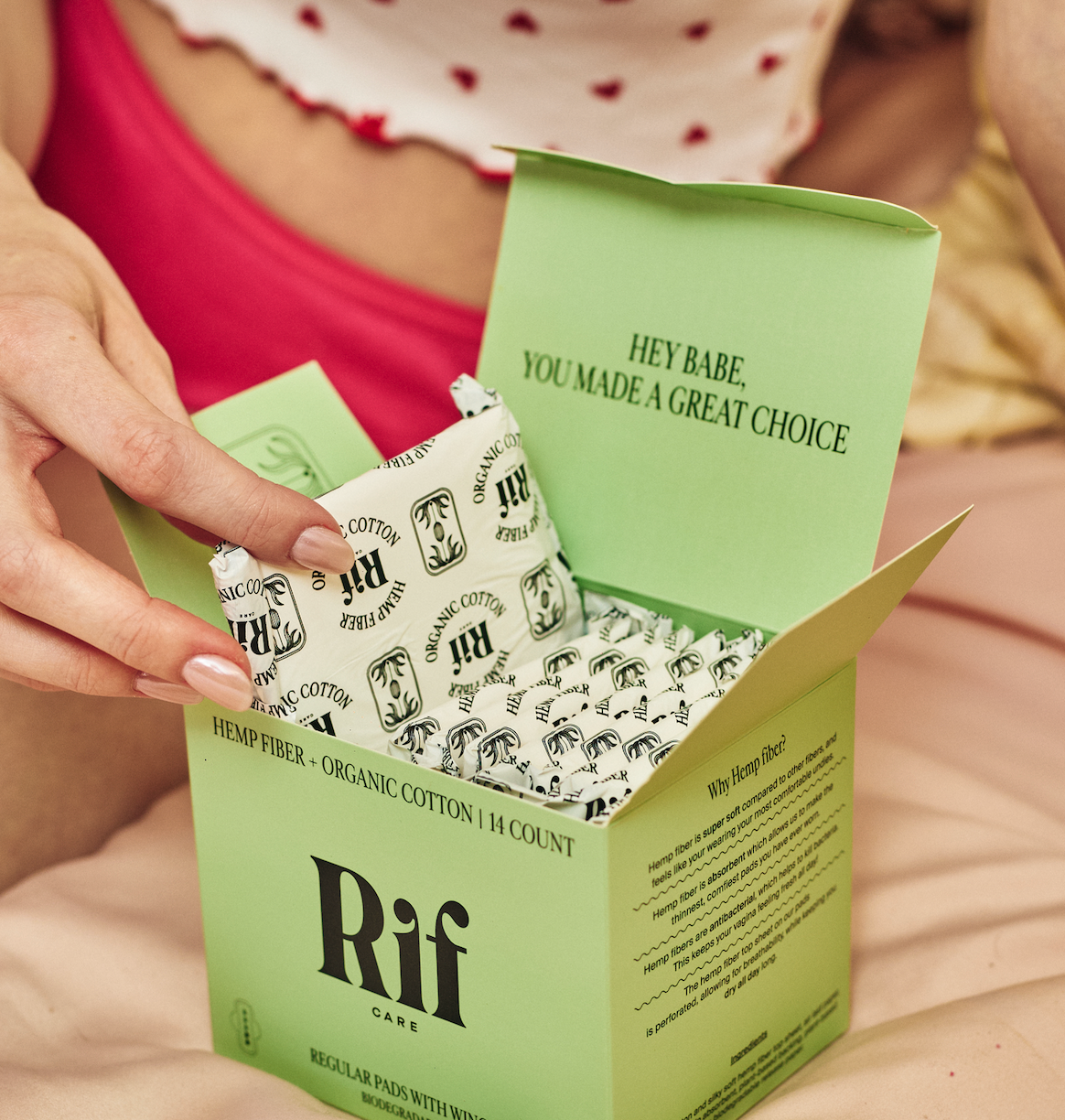 Rif Care hemp fiber period pads organic clean pads