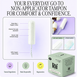 Organic Cotton Non-Applicator Tampons- Regular Absorbency - Non shed security veil