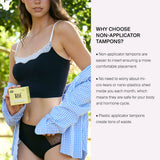 Organic Cotton Non-Applicator Tampons - Super Absorbency- Non Shed-