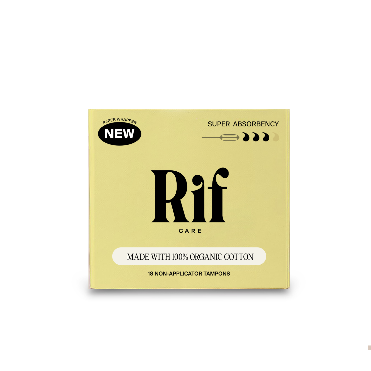 Rif Care 100% Organic Cotton Super Absorbency Tampons with No Applicator  18-count