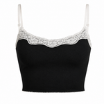 Rifcare Venice Camisole crop top with white lace trim on a white background