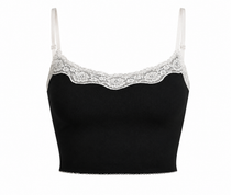Rifcare Venice Camisole crop top with white lace trim on a white background